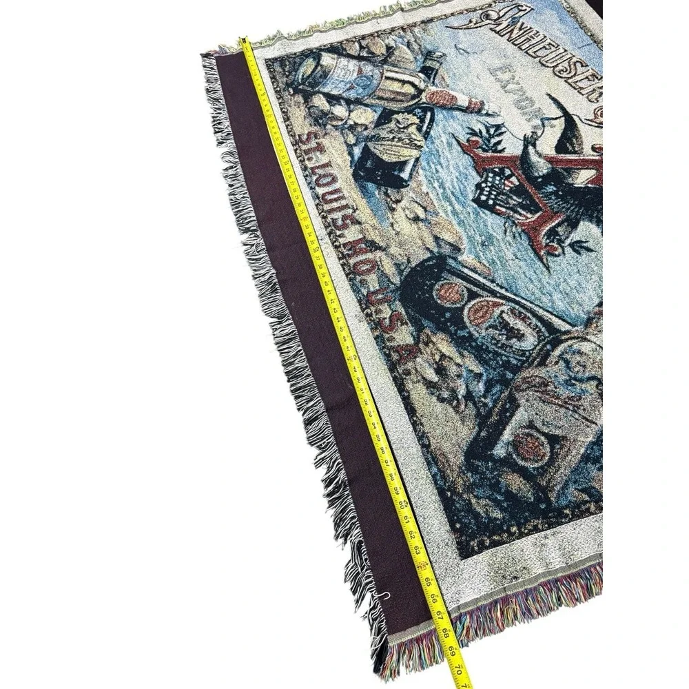 Vintage Budweiser Anheuser-Busch Throw Tapestry  51X69 Made In USA 100% Cotton